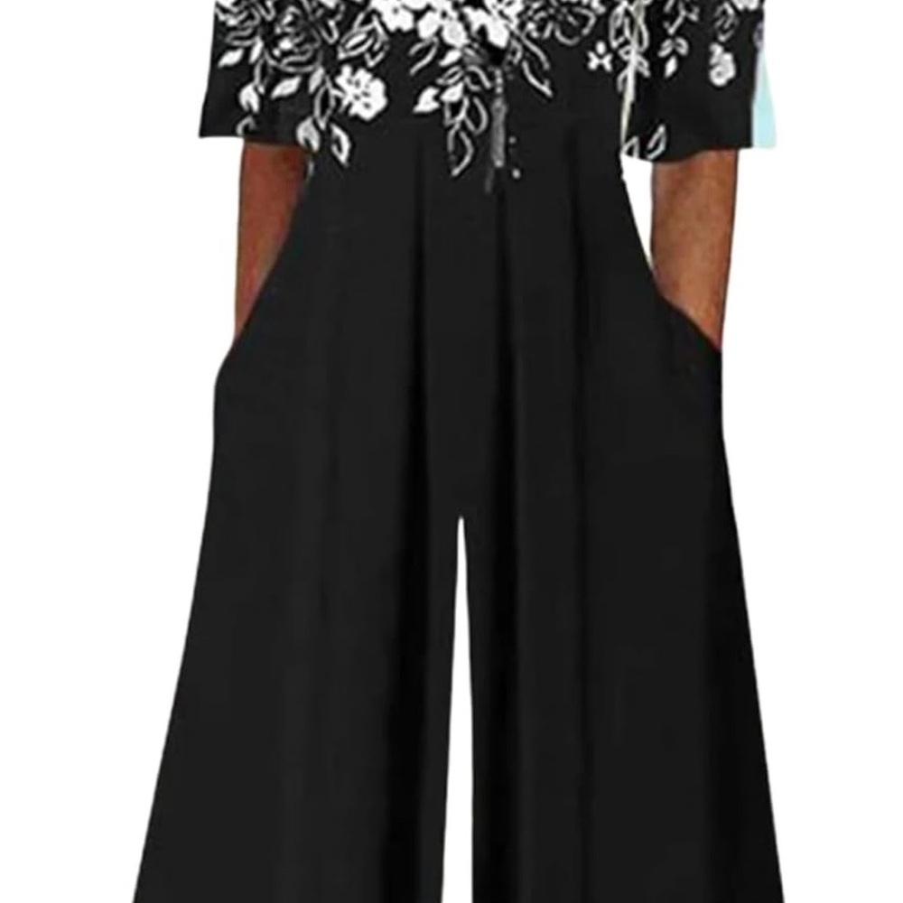 YNS Generic Black and White Floral Jumpsuit